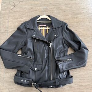 Scotch & Soda Black Leather Biker Jacket size small